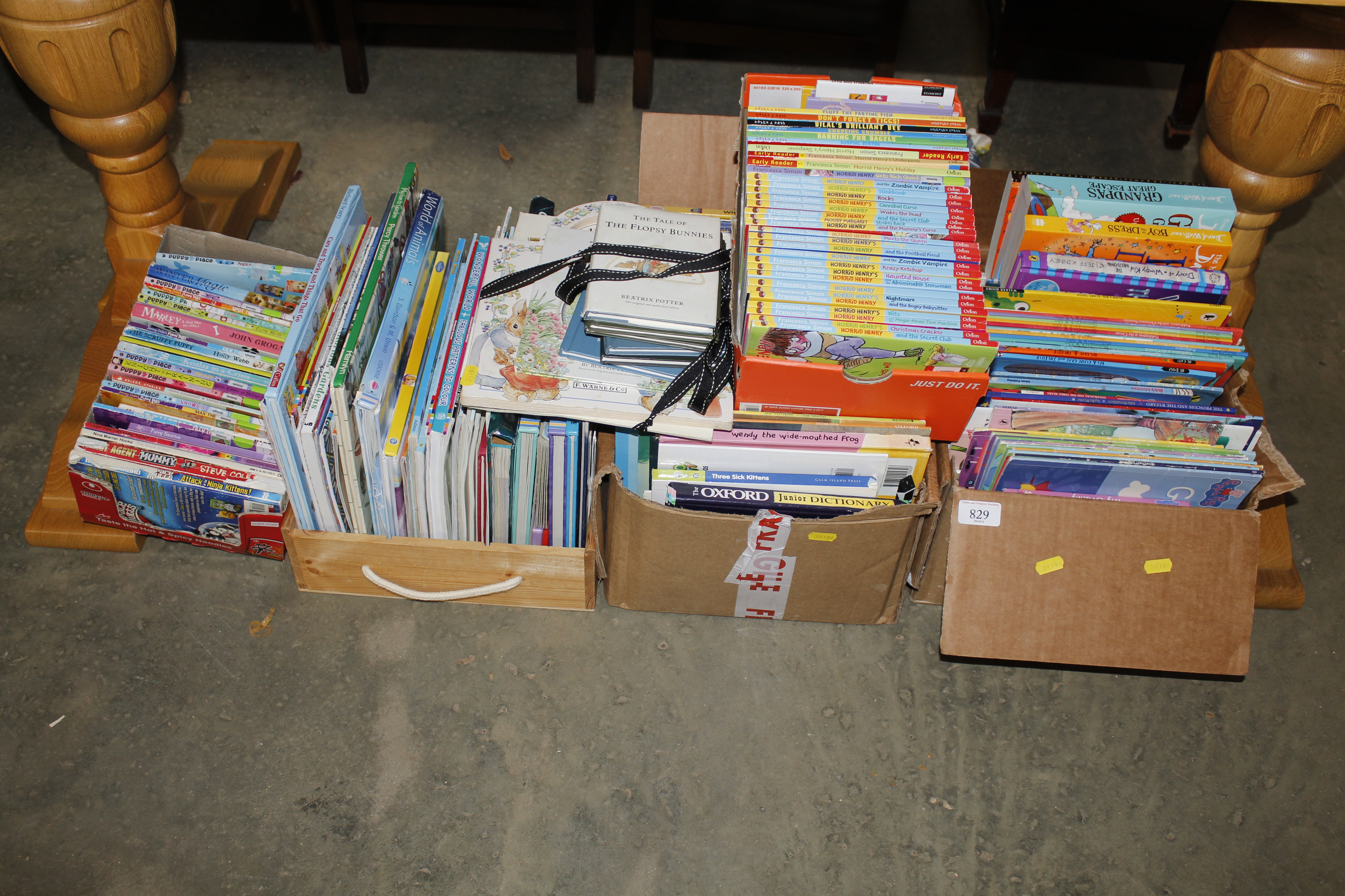 Five boxes of children's books