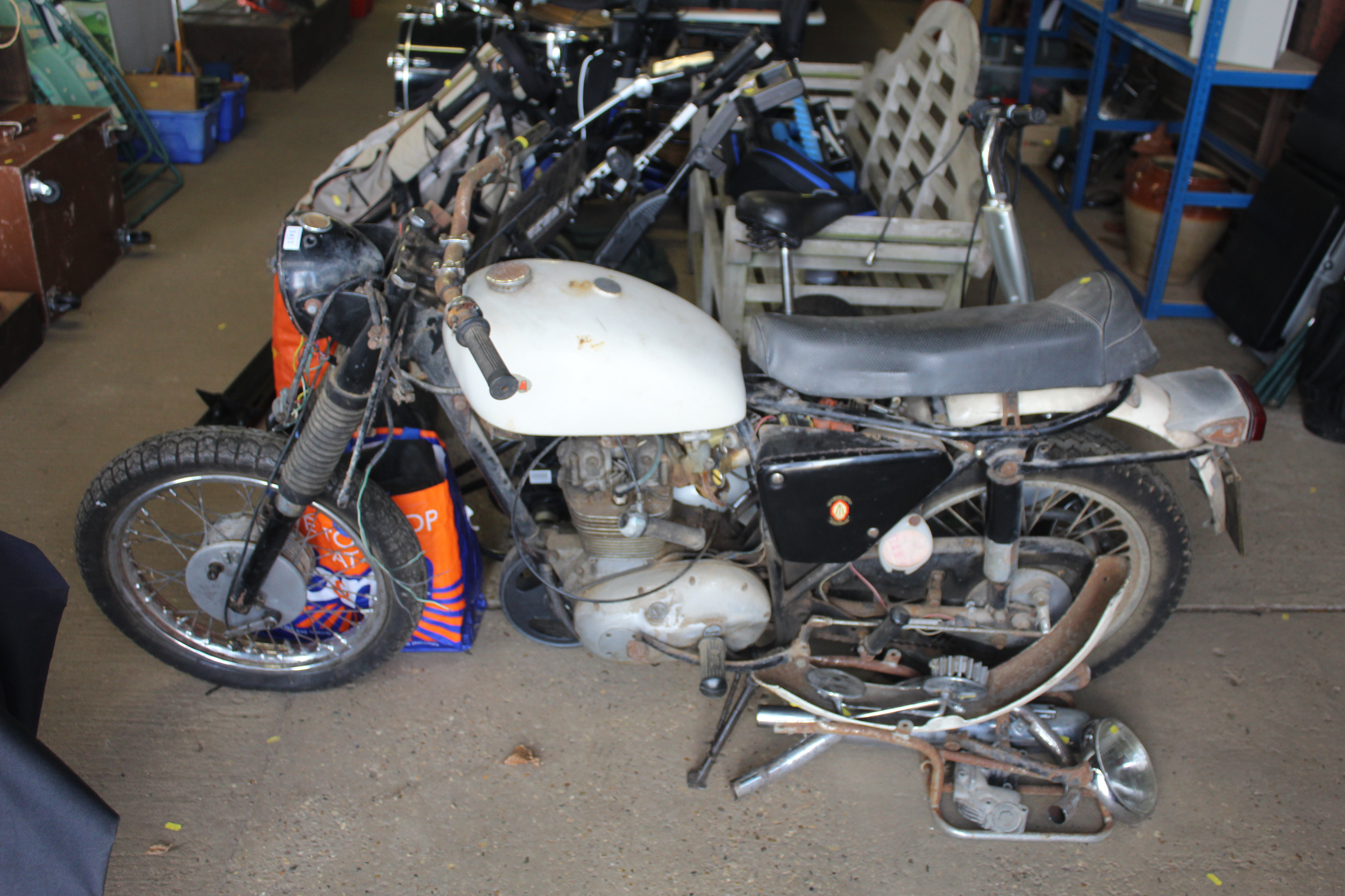 A vintage BSA 250cc motorcycle for restoration. Re