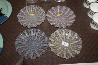Four Salviati Murano Zanfirico style glass dishes