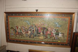A large framed and glazed Indian silk painting