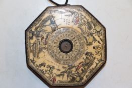 An Oriental bone inlaid figural decorated compass