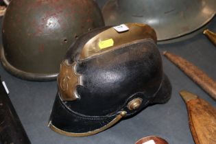 A German WWI Pickelhaube fireman's helmet