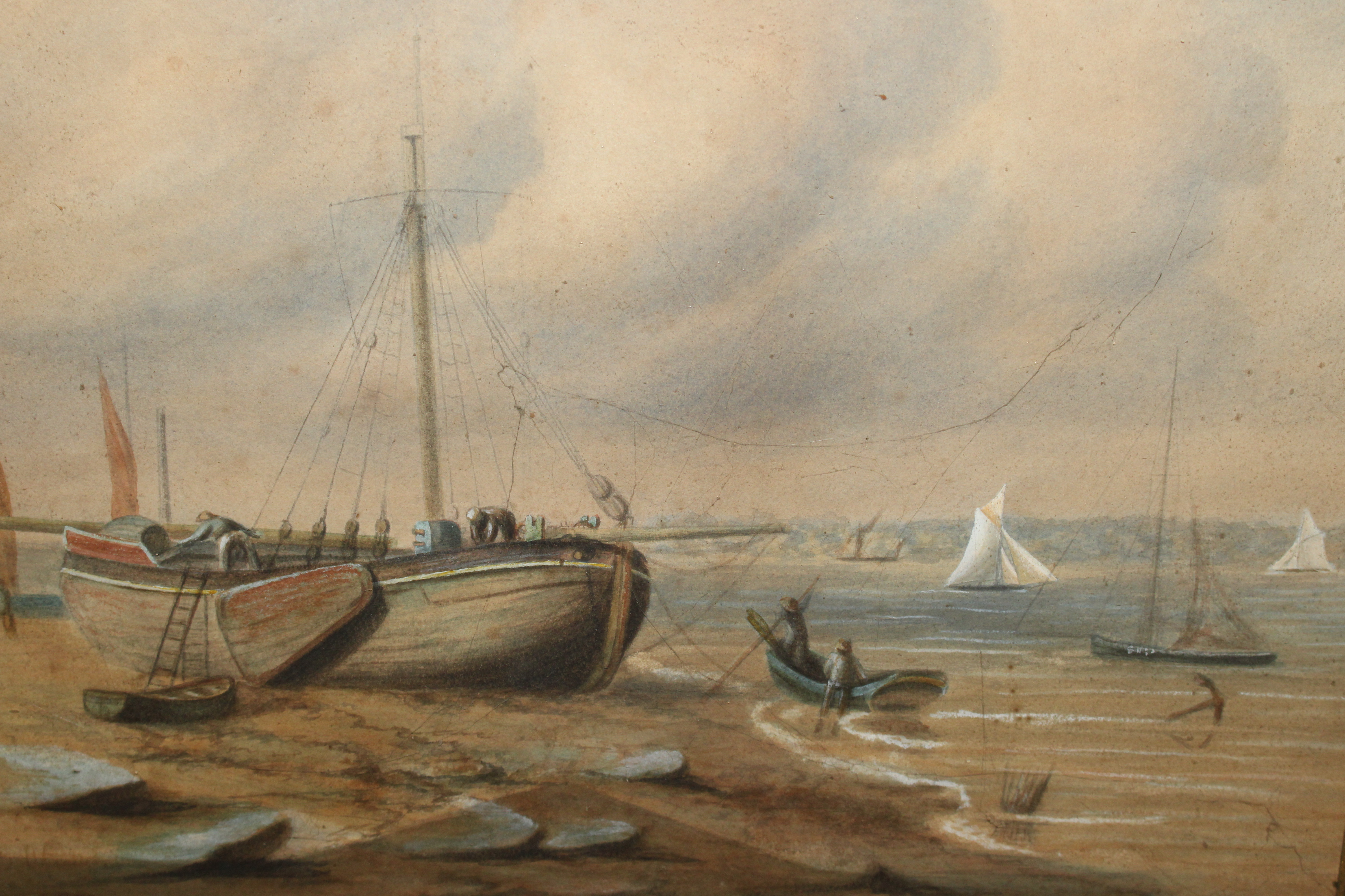 19th Century school, watercolour study of fishing vessels - Image 2 of 3