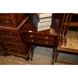 A 19th Century mahogany drop leaf work table, fitt