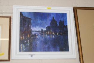 A framed acrylic "Grand Canal" Venice, initialled