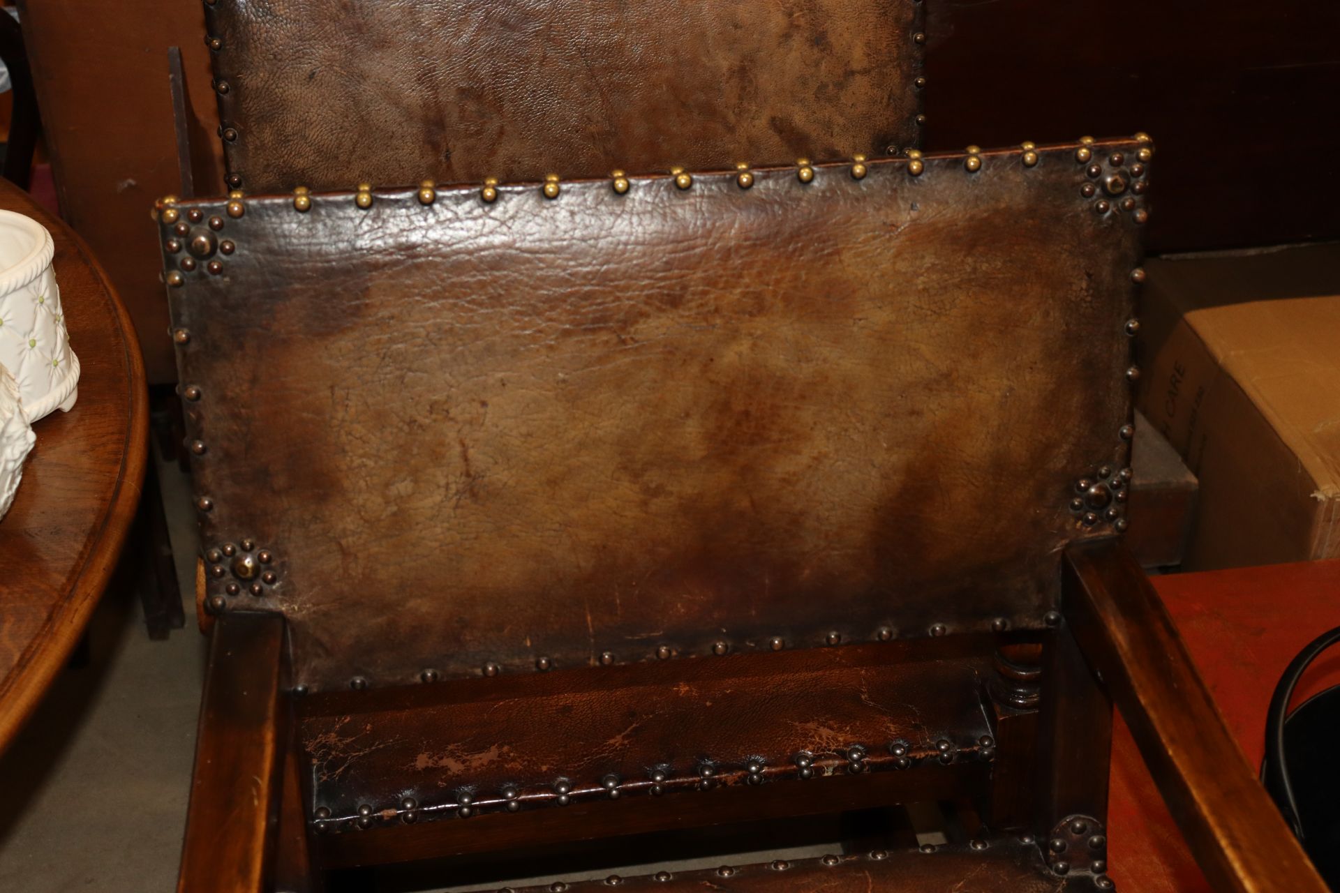 A pair of oak and leather upholstered armchairs - Image 2 of 3
