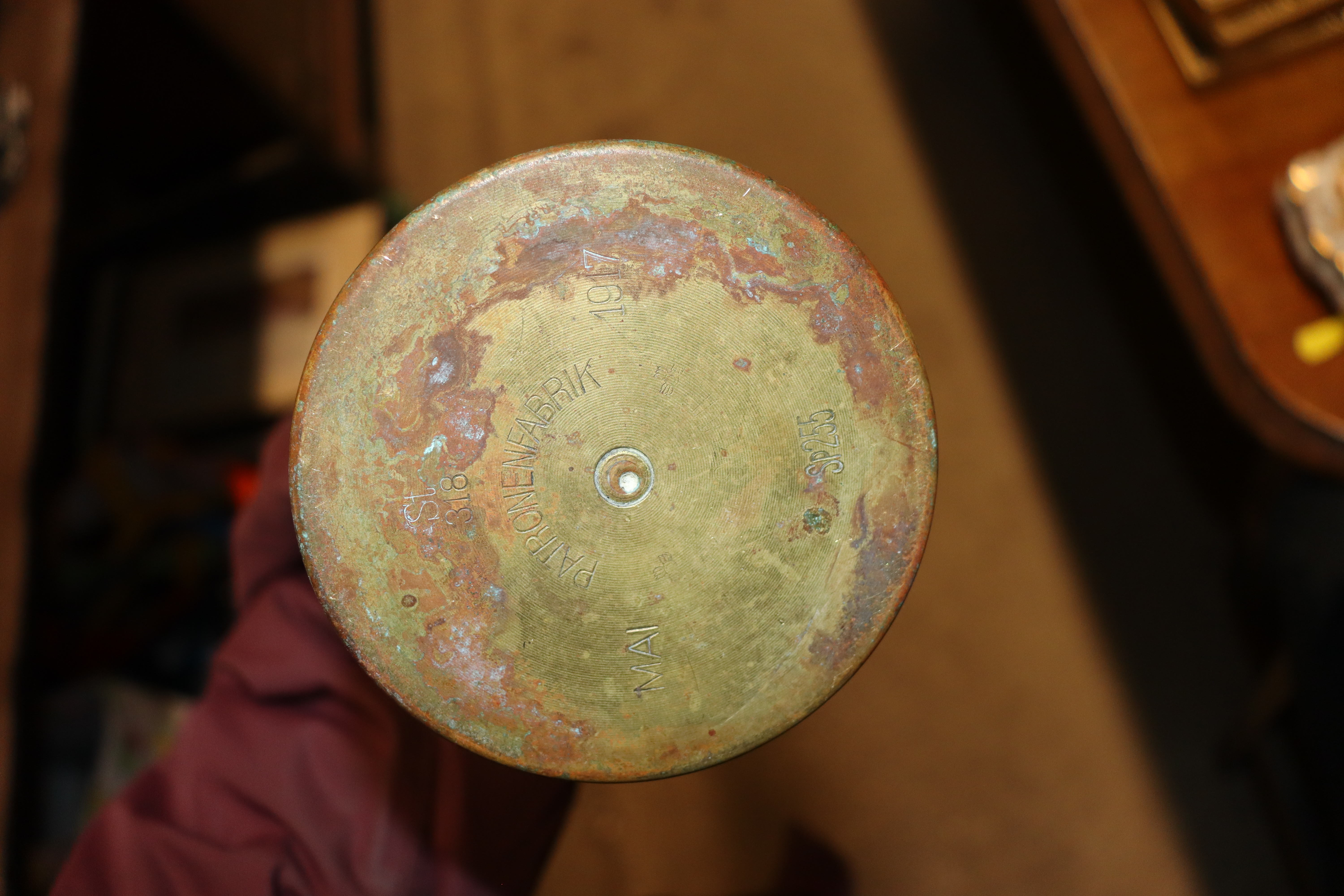 A German WWI shrapnel shell with brass case - Image 4 of 4