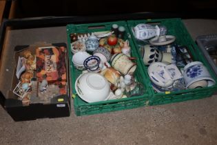 Three boxes of various sundry glass and china to i