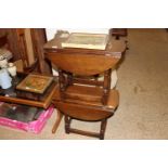 A pair of oak drop leaf tables of small proportions