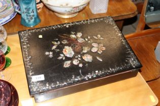 A Victorian mother of pearl inlaid writing slope