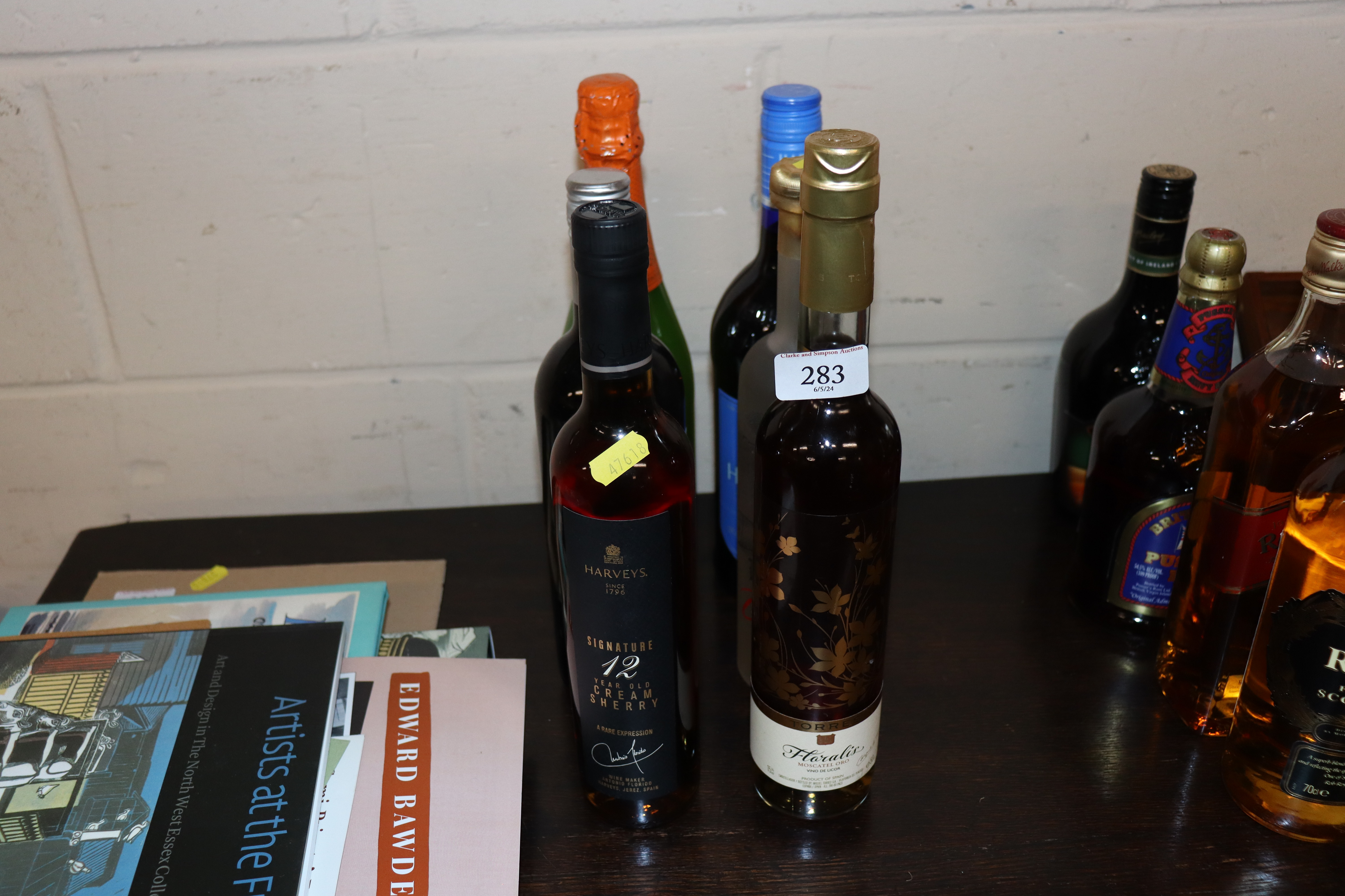 Six bottles of various wine, sherry and liqueur