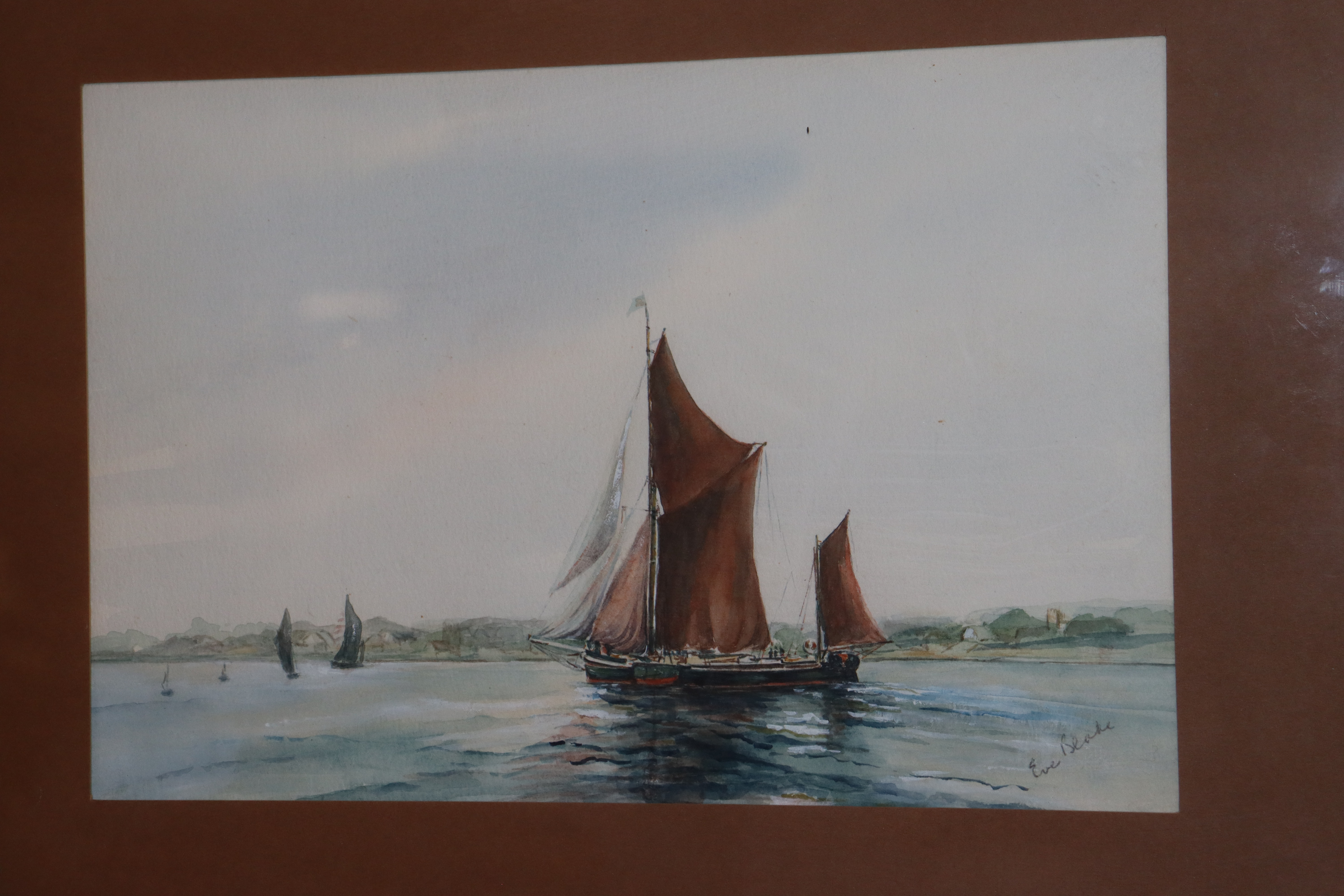 Three watercolours depicting Thames River Barges - Image 2 of 6