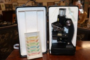 A microscope and slides