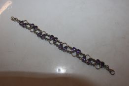 A Sterling silver and amethyst set bracelet approx
