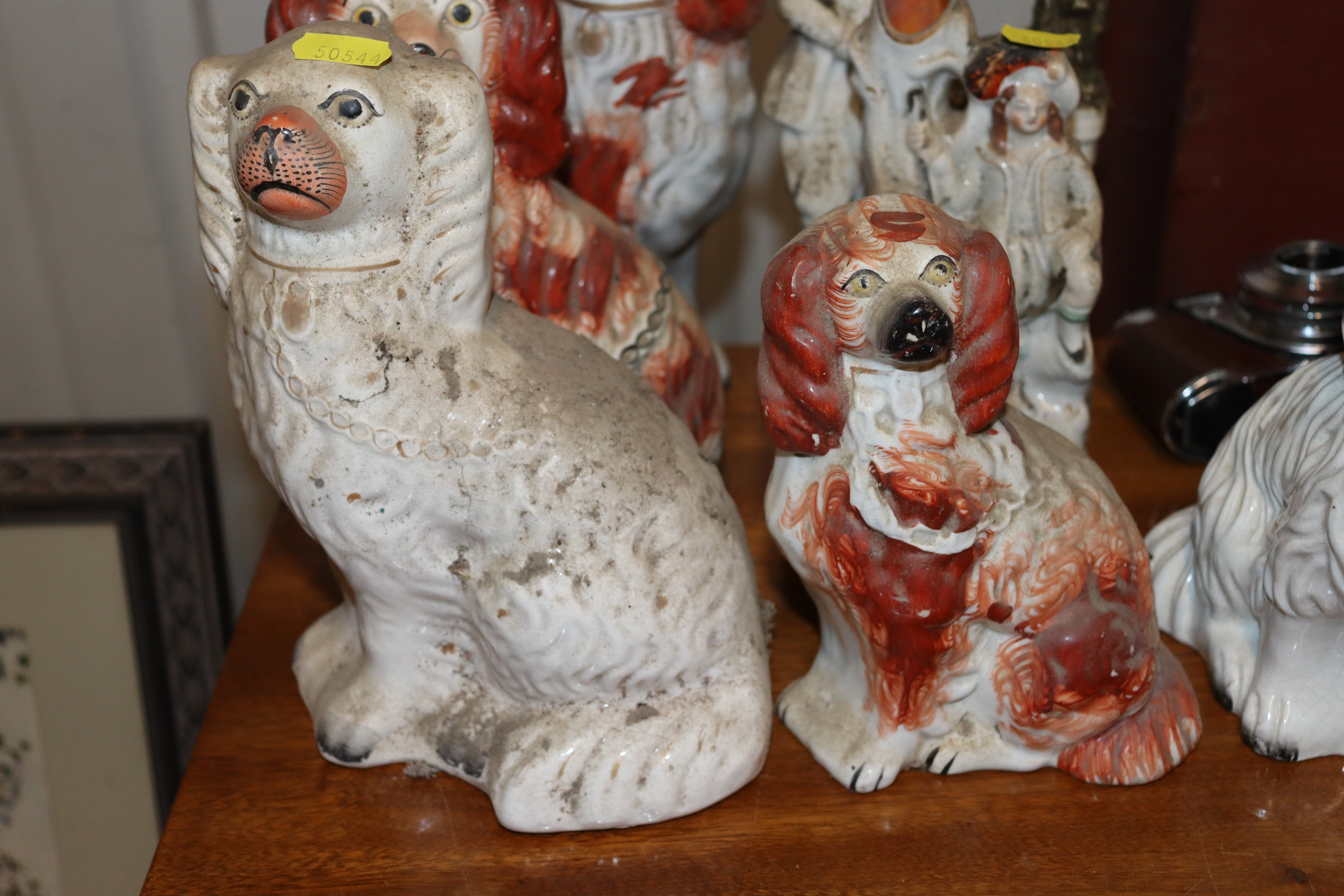 Five Victorian Staffordshire spaniel ornaments and - Image 4 of 22