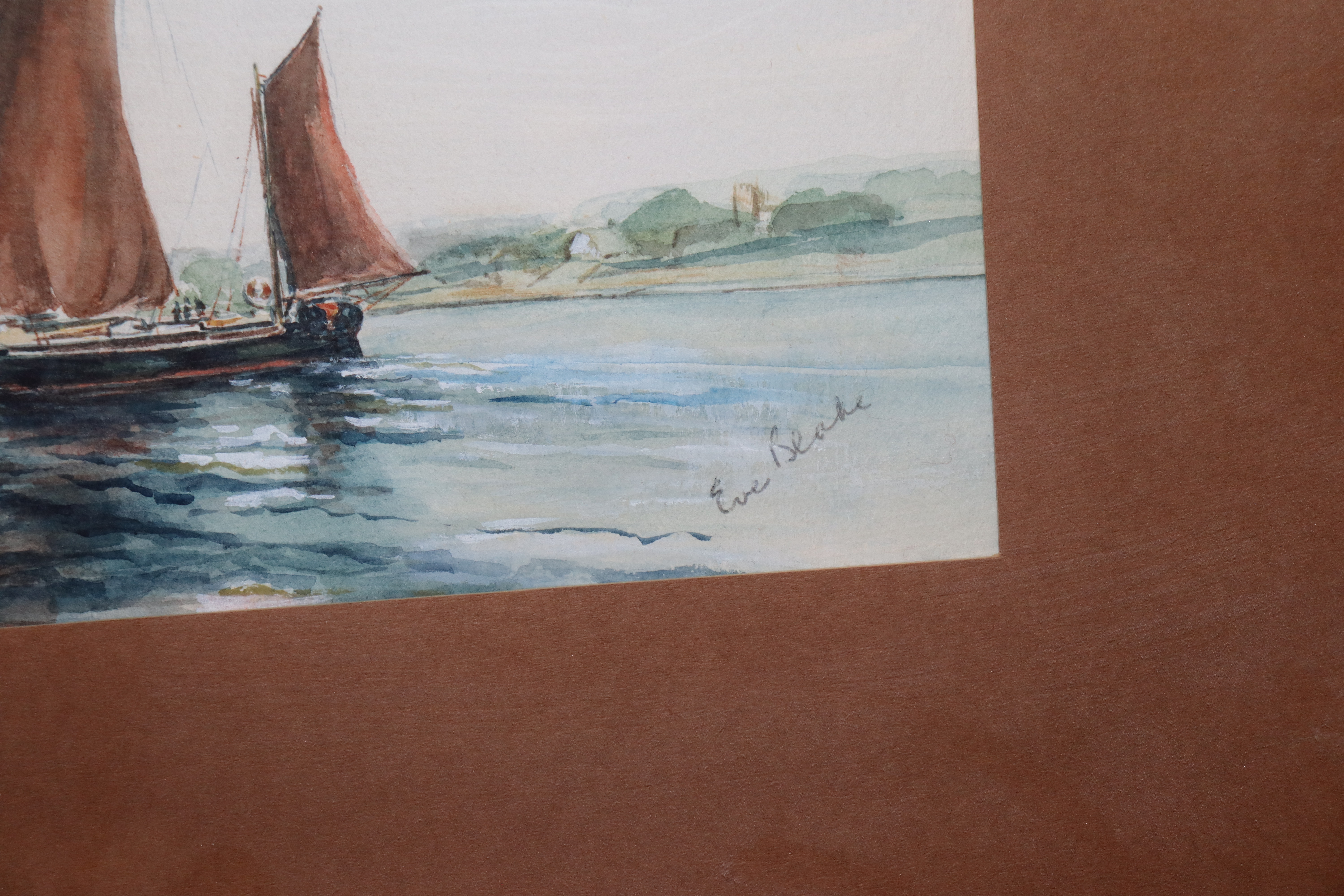 Three watercolours depicting Thames River Barges - Image 3 of 6