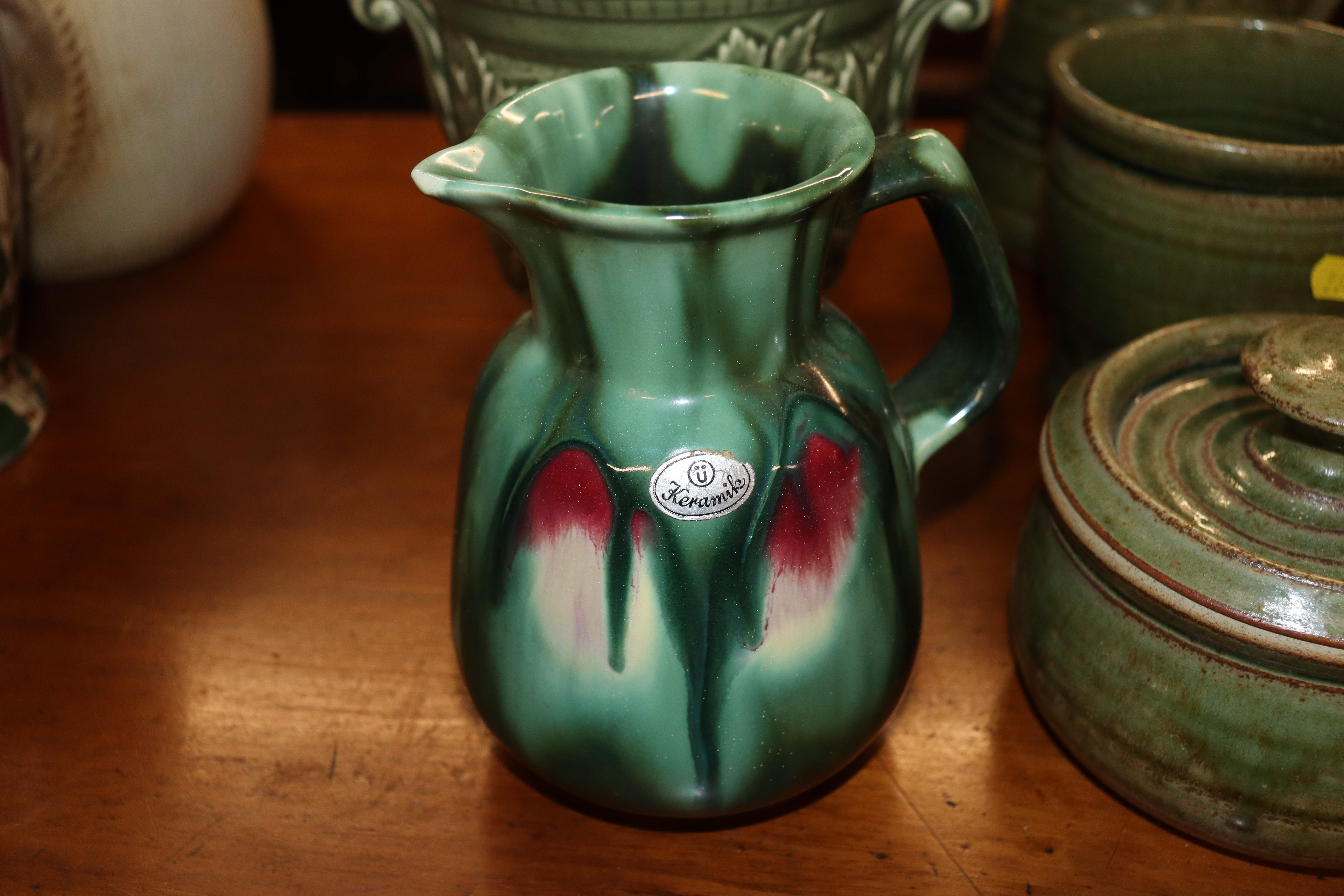 A quantity of Studio pottery to include an A & J Young Norfolk blue glazed jug; a Holkham Pottery - Image 2 of 6