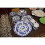 A quantity of blue and white china to include Spod