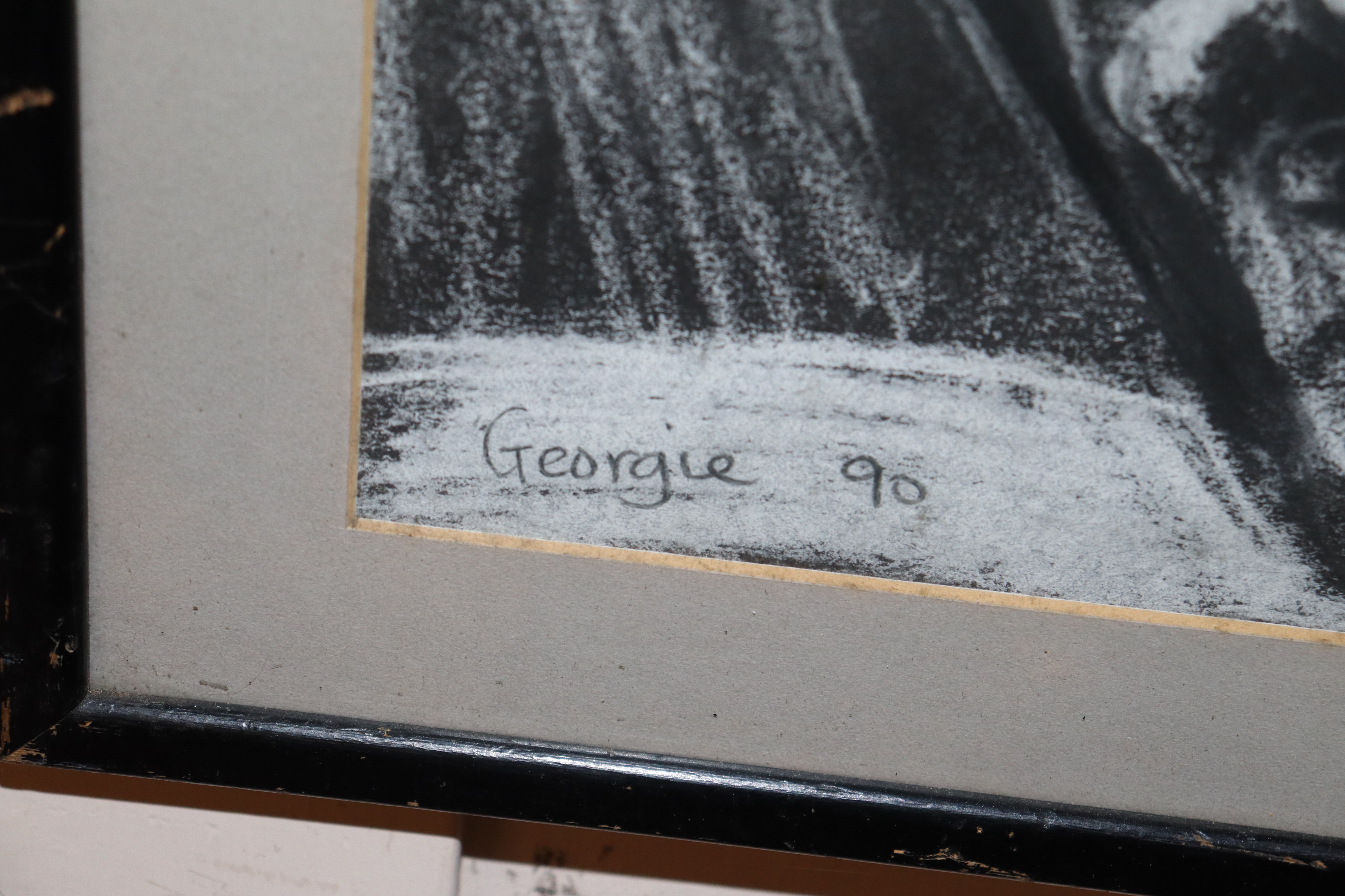 Chalk drawing portrait "Georgie '90" by Roy Clarke - Image 2 of 2