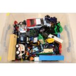 A box of die-cast vehicles