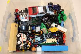 A box of die-cast vehicles