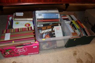 Three boxes of various books and LP's