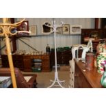 A white painted bentwood hat and coat stand