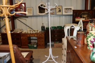 A white painted bentwood hat and coat stand