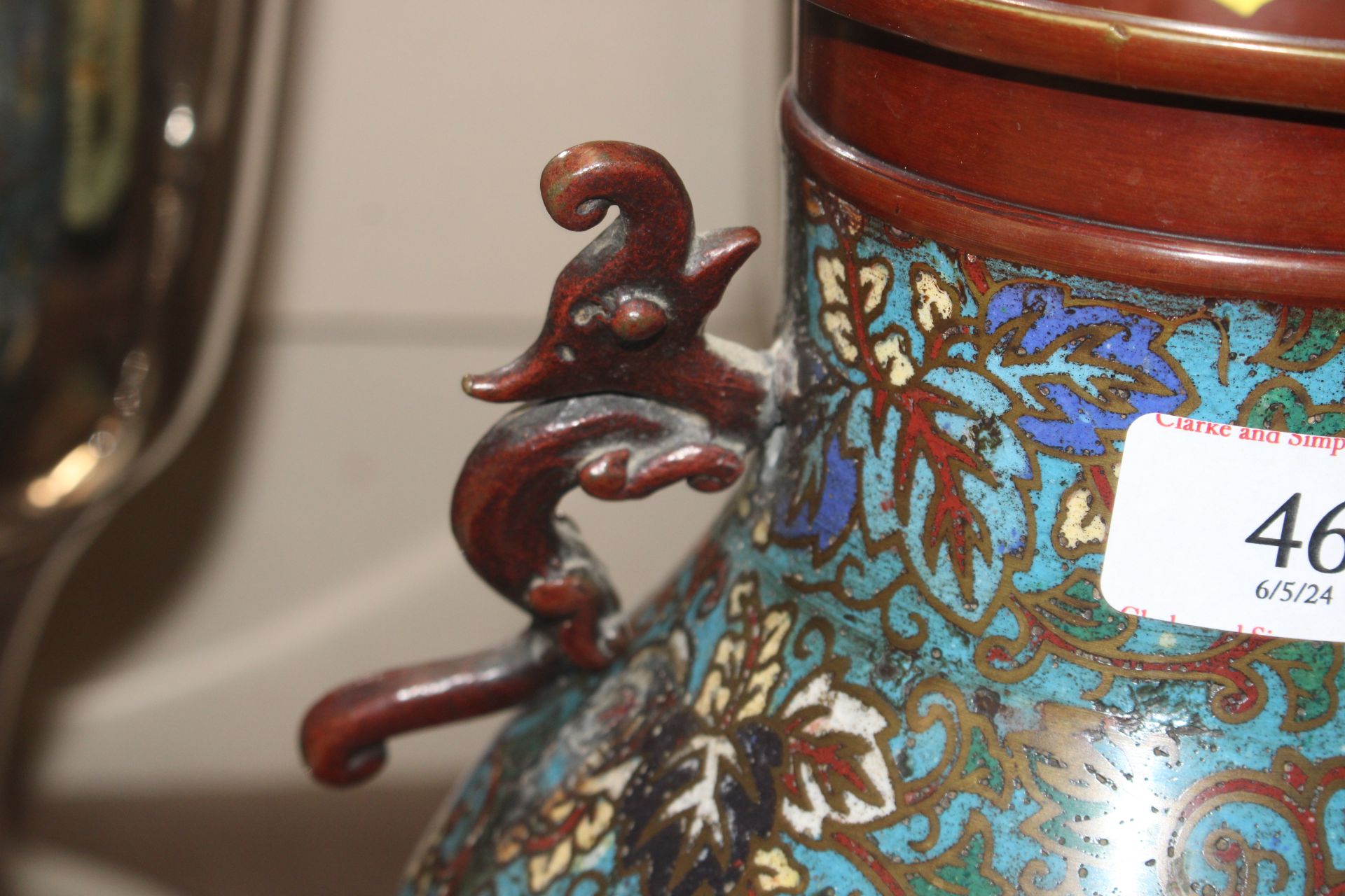 An approx. 12" Chinese 19th Century cloisonné bron - Image 2 of 14