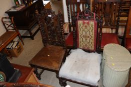 A carved oak Victorian chair and a Victorian rosew