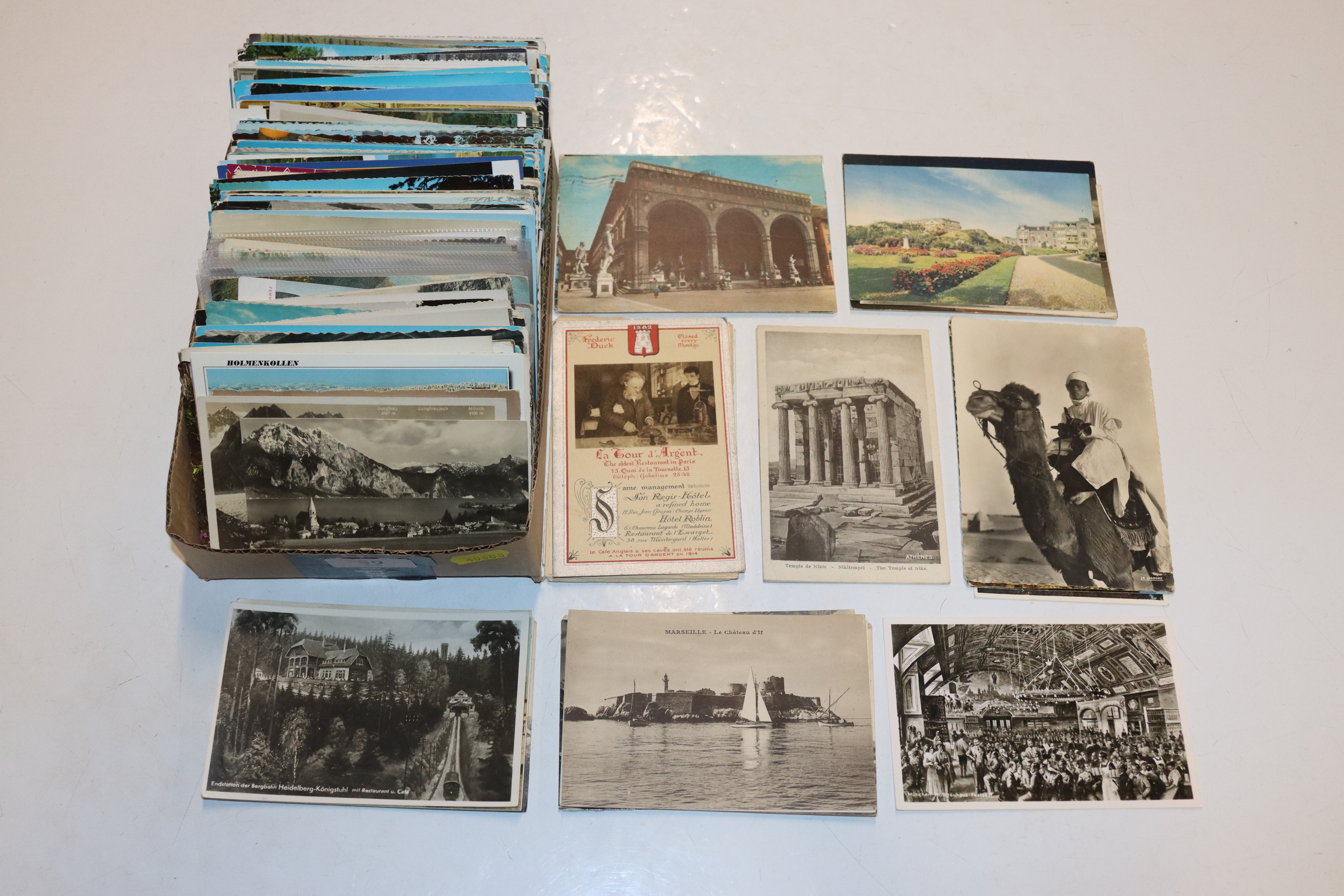 A box of vintage post-cards