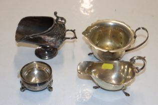 A silver sauce boat, approx. 2.5oz (105gms); a sil