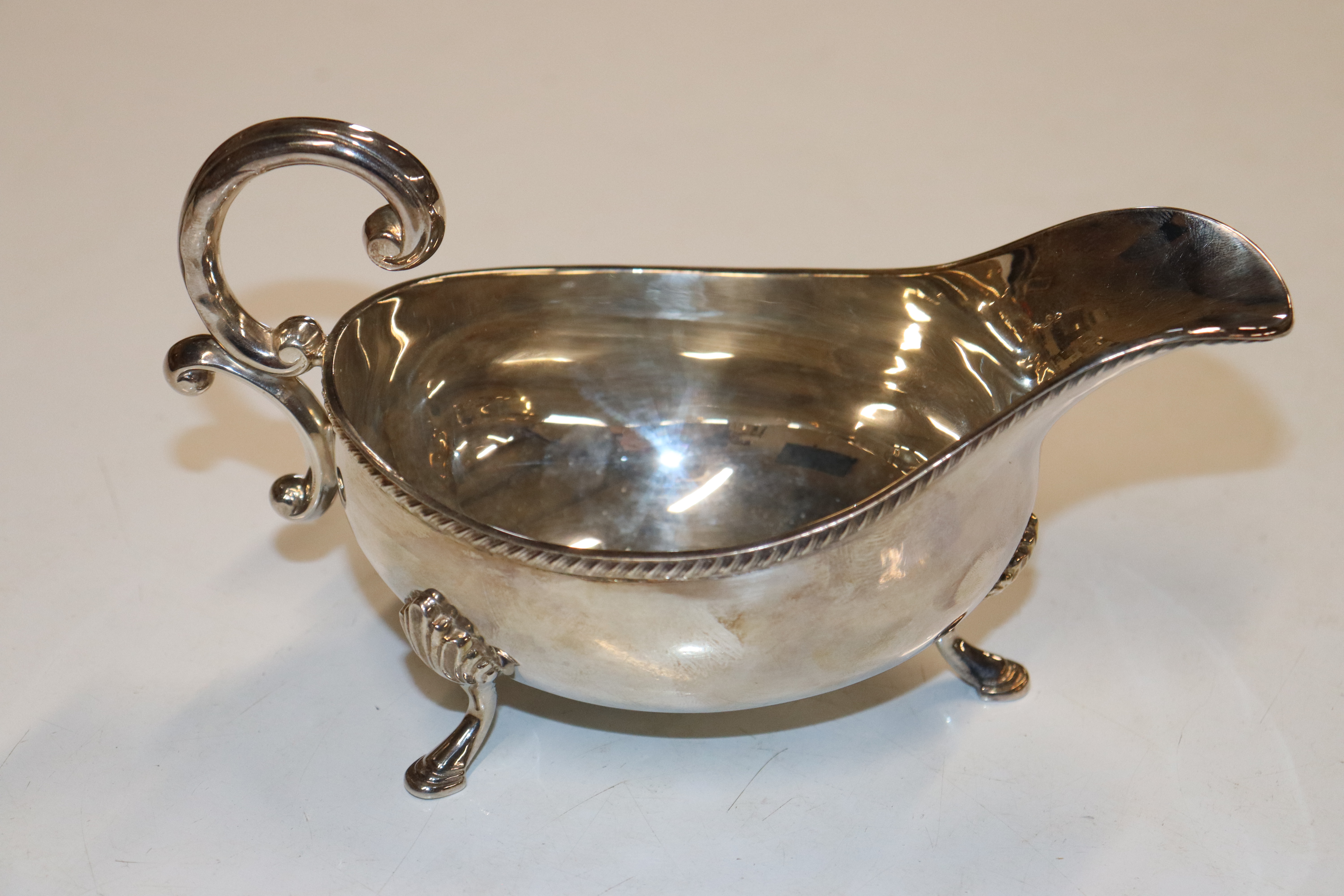 A pair of silver sauce boats with scroll handles, - Image 7 of 11