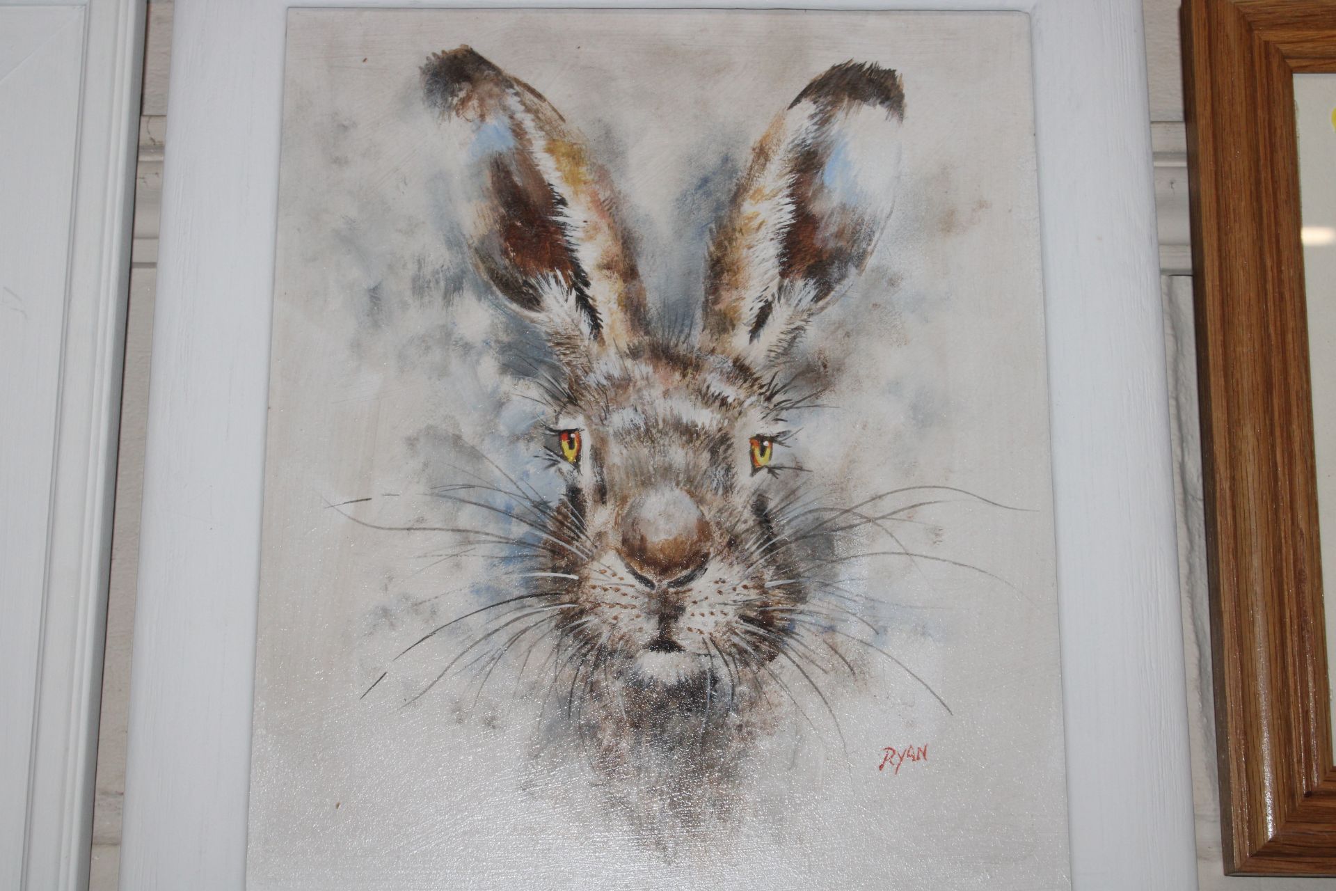 John Ryan, acrylic study depicting hare - Image 2 of 3