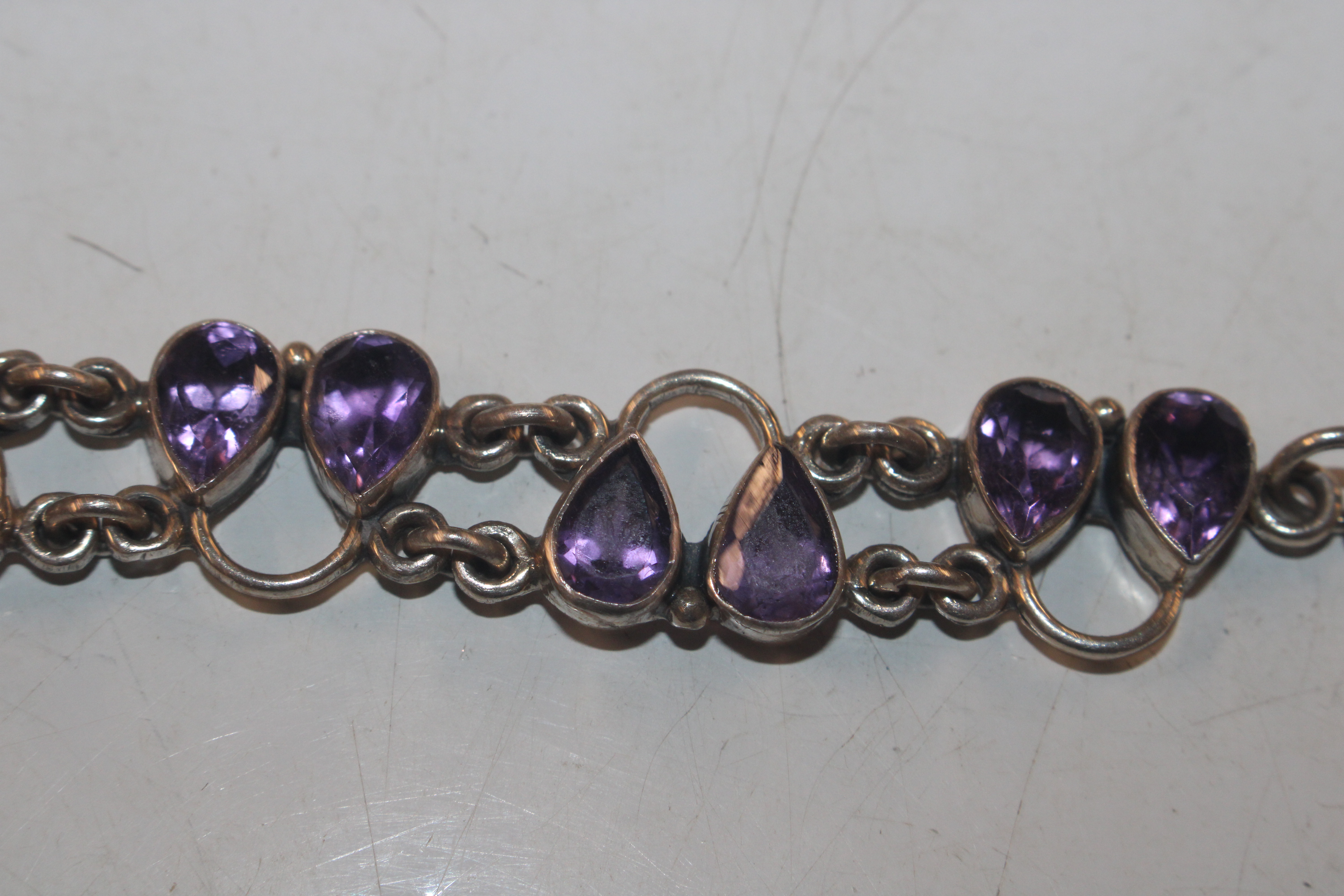 A Sterling silver and amethyst set bracelet approx - Image 2 of 7