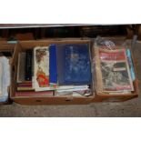 A box of Royal related books and ephemera and a bo