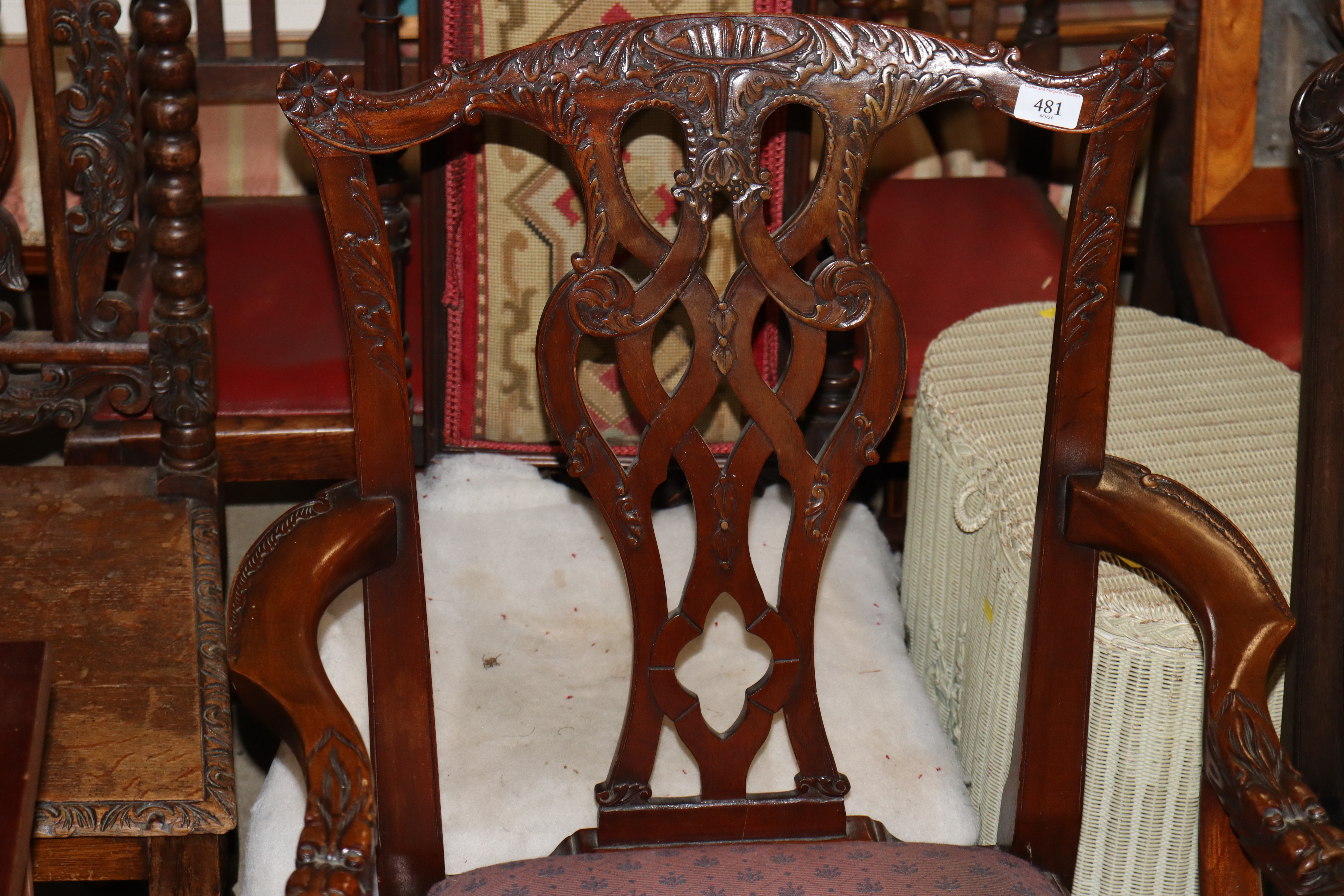 Three Chippendale revival dining chairs - Image 2 of 3