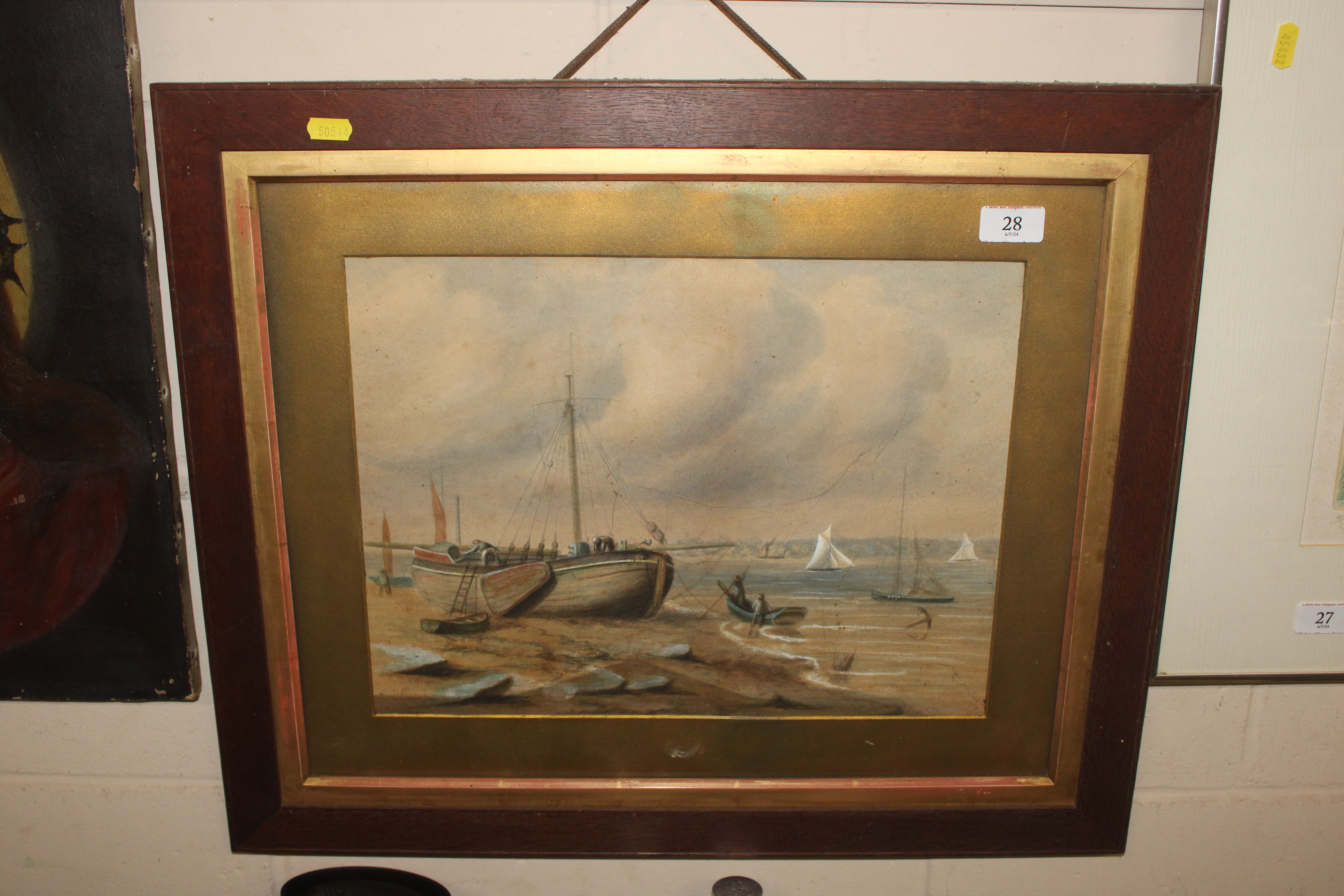 19th Century school, watercolour study of fishing vessels