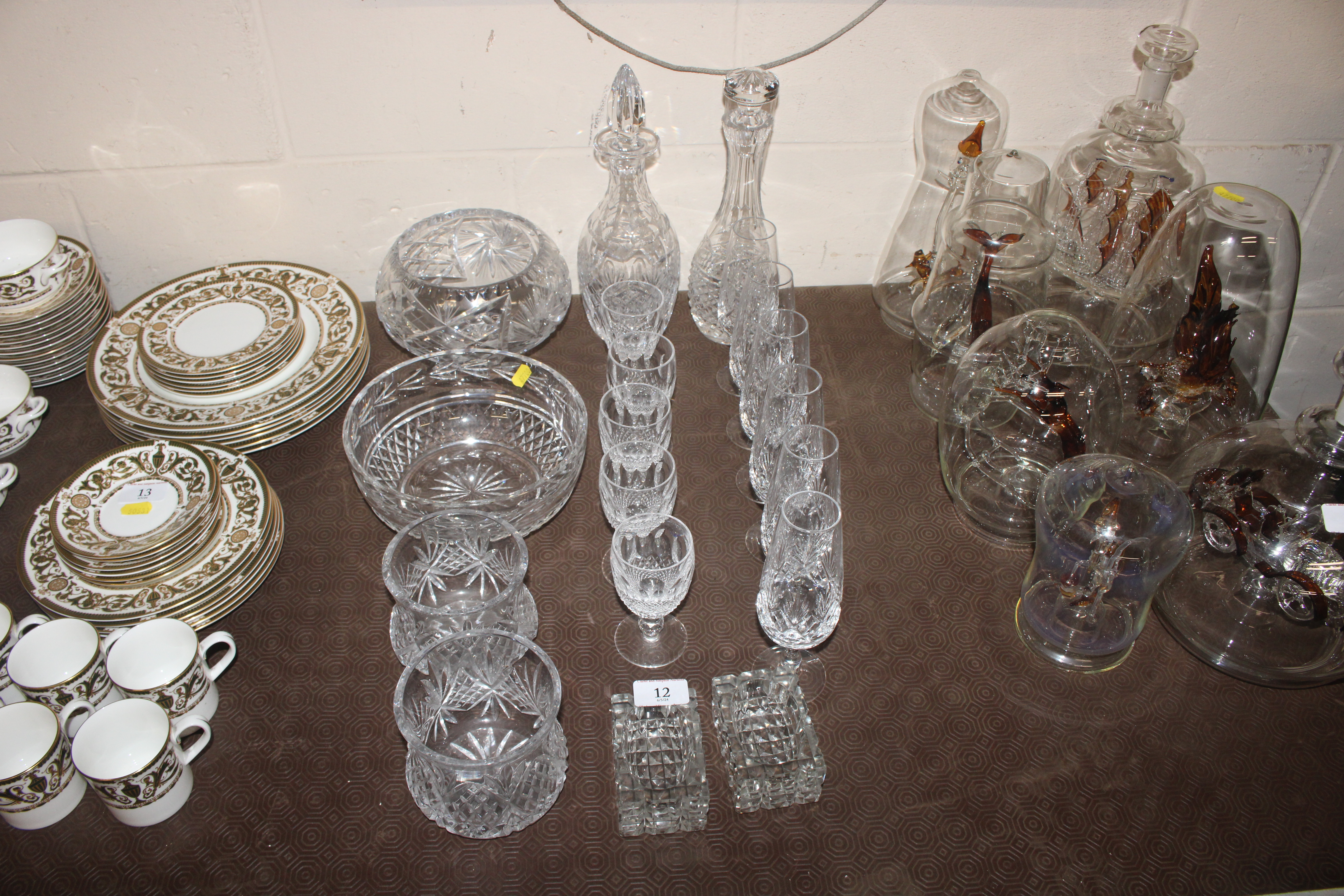 A quantity of cut table glassware to include Water