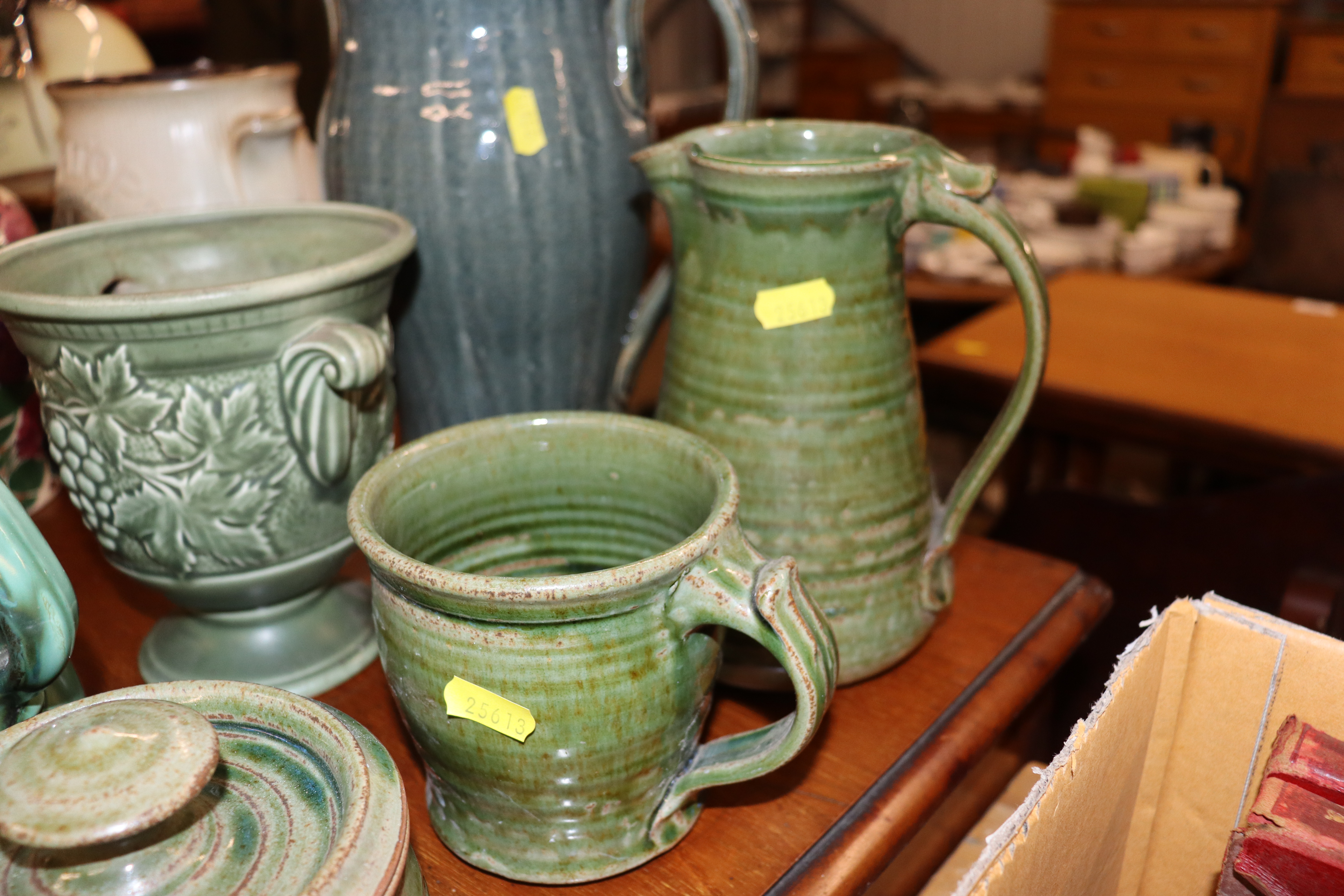 A quantity of Studio pottery to include an A & J Young Norfolk blue glazed jug; a Holkham Pottery - Image 3 of 6