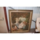 A gilt framed wool work classical scene