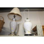 Two table lamps and shades