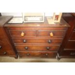 A 19th Century oak chest fitted two short over thr
