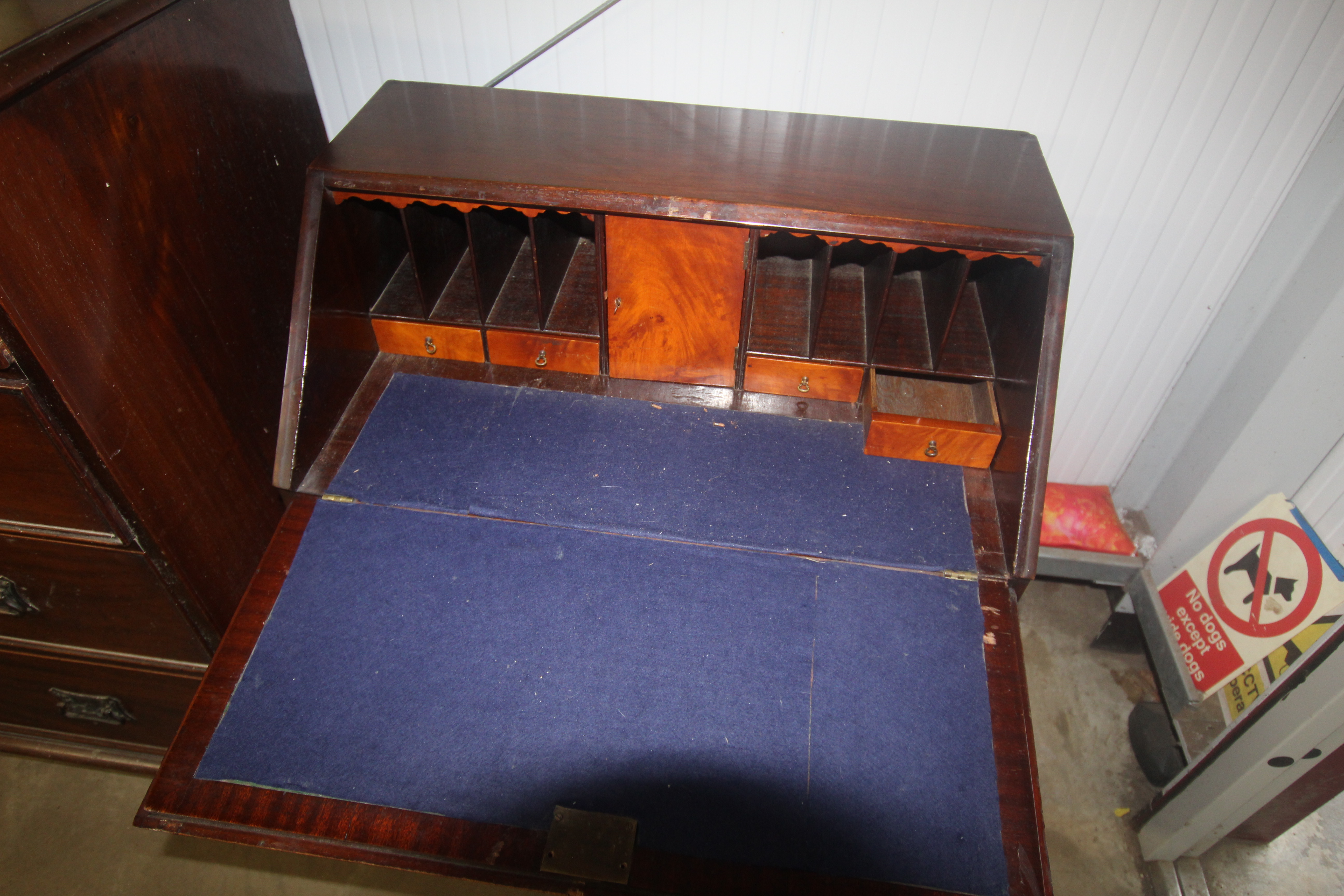 A reproduction mahogany bureau fitted four long dr - Image 3 of 3