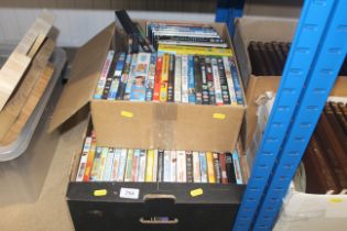 Two boxes of DVDs