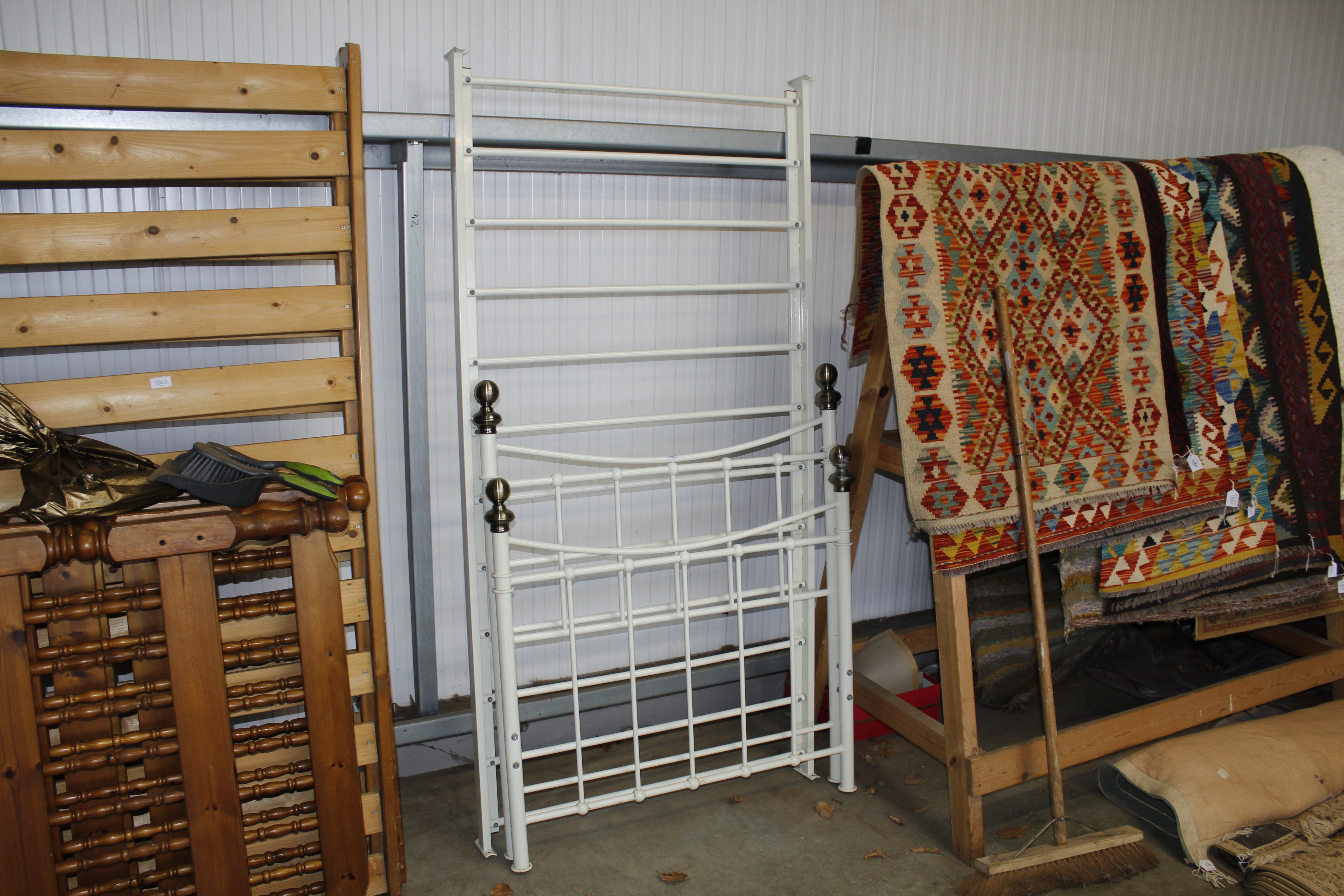 A metal single bed frame