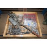 A quantity of various items including a hand cable ratchet, chain, links etc.