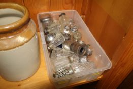 A box of vintage glass and other curet items