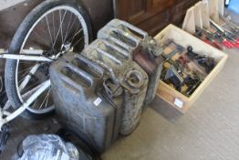 Three various 20L metal jerry cans circa 1950s