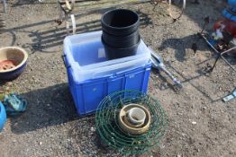 Three plastic storage boxes, a quantity of plastic